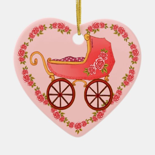 Ornement de cœur de buggy de bébé fille (Devant)