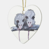 Ornement de coeur de "deux opossums" (Gauche)