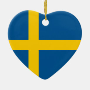 Ornement de coeur de drapeau de la Suède