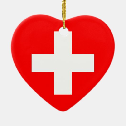 Ornement de coeur de drapeau de la Suisse (Devant)