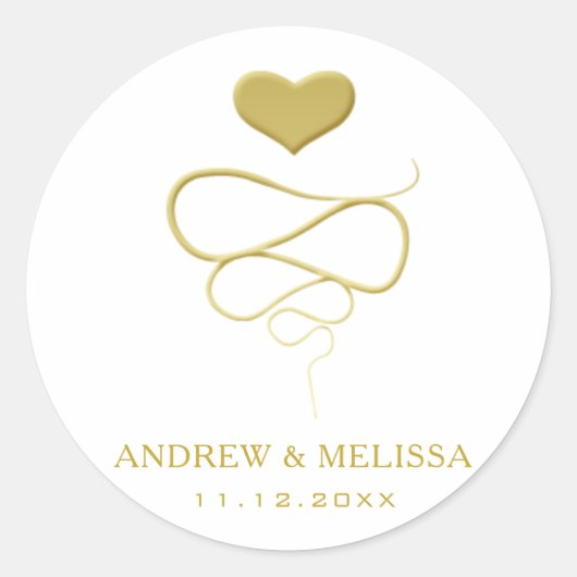 Ornement de coeur de Faux Gold | Sticker Mariage (Devant)