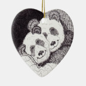 Ornement de coeur de panda de sourires et (Droite)