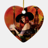 Ornement de coeur de sorcière de nuit magique (Dos)