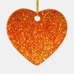 Ornement de coeur d'parties scintillant orange bri