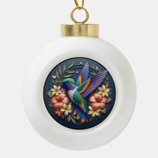 Ornement de colibri tropical – Floral coloré