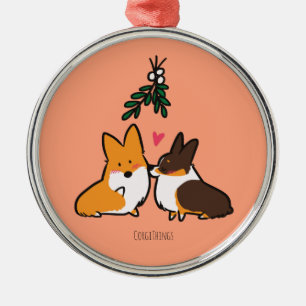 Ornement de corgi de baiser de gui