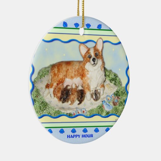 Ornement de corgi "d'heure heureuse" (Droite)