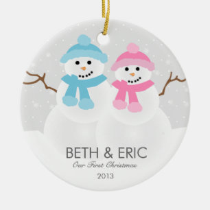 Ornement de couples de bonhomme de neige