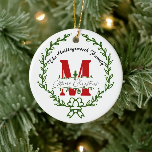 Ornement de couronne de Noël avec monogramme (Arbre)