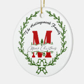 Ornement de couronne de Noël avec monogramme (Gauche)