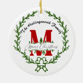 Ornement de couronne de Noël avec monogramme (Dos)