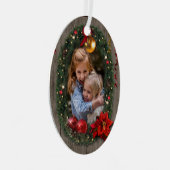 Ornement de couronne de Noël avec votre photo(s) (Avant droite)