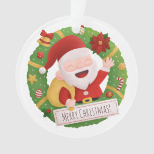 Ornement de couronne de Noël du Père Noël mignon e