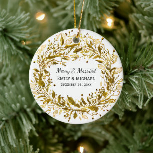 Ornement de couronne dorée de Noël Cadeau de maria