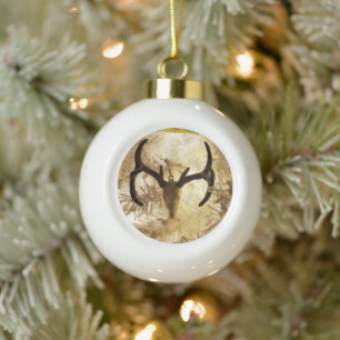 ornement de crâne de cerf arbre de Noël blanc