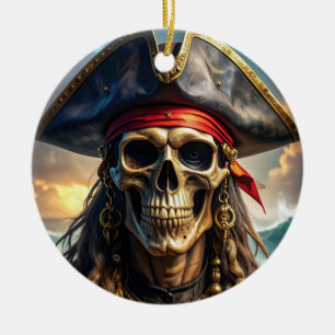Ornement de crâne de pirate méchant