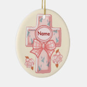 Ornement de croix à ruban rose chrétien (Droite)