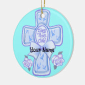 Ornement de croix chrétienne Blue Bless This Child (Gauche)