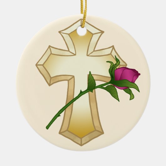 Ornement de croix chrétienne en rose (Devant)