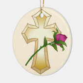 Ornement de croix chrétienne en rose (Gauche)