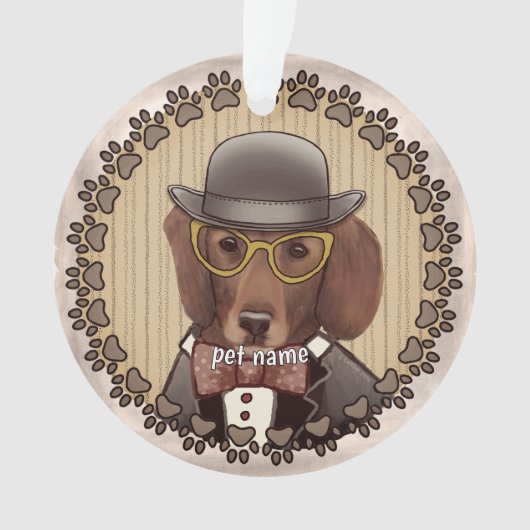 Ornement de dachshund portant des lunettes (devant)