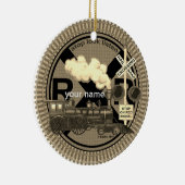 Ornement de décoration avec nom personnalisé Train (Droite)