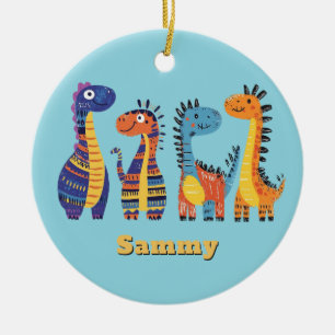 Ornement de design de dinosaures colorés mignons
