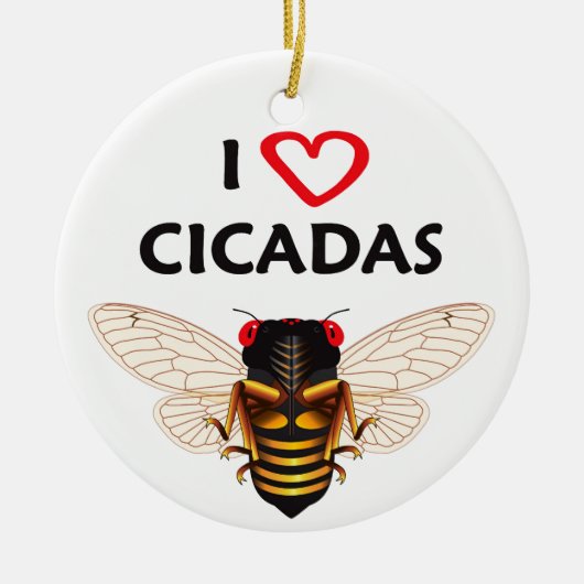 Ornement de design Whimsical "I Love Cicadas" (Devant)
