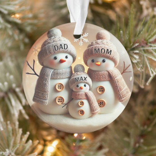 Ornement de famille de bonhomme de neige personnal (Arbre)