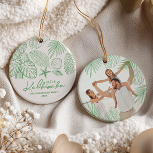 Ornement de famille Mele Kalikimaka tropical