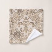 Ornement de fleurs de lis - or pastel (Gant de toilette)