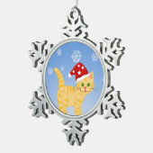 Ornement de flocon de neige amusant Noël Chat jaun (Vue impression)