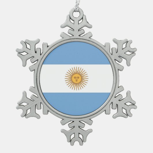Ornement de flocon de neige avec drapeau argentin (Devant)