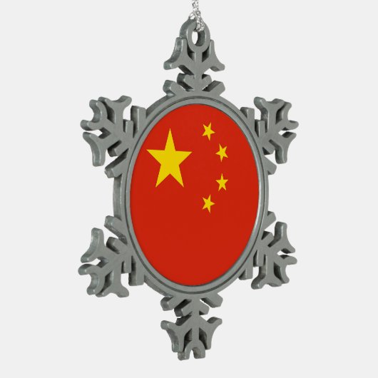 Ornement de flocon de neige avec drapeau chinois (Gauche)