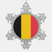 Ornement de flocon de neige avec drapeau de Belgiq (Devant)