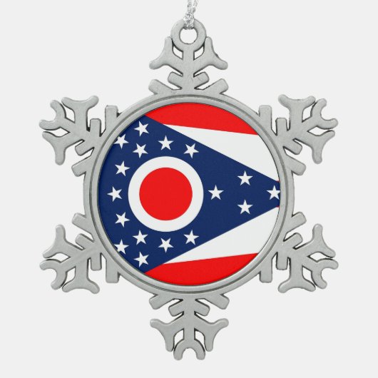 Ornement de flocon de neige avec drapeau de l'Ohio (Devant)