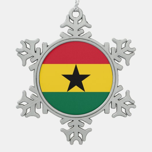 Ornement de flocon de neige avec drapeau du Ghana (Devant)