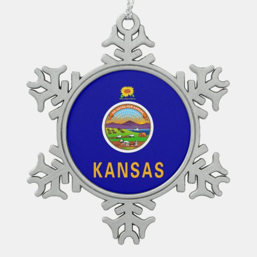 Ornement de flocon de neige avec drapeau du Kansas (Devant)