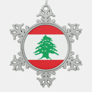 Ornement de flocon de neige avec drapeau du Liban