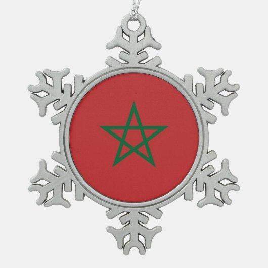 Ornement de flocon de neige avec drapeau du Maroc (Devant)