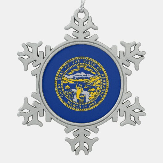 Ornement de flocon de neige avec drapeau du Nebras (Devant)