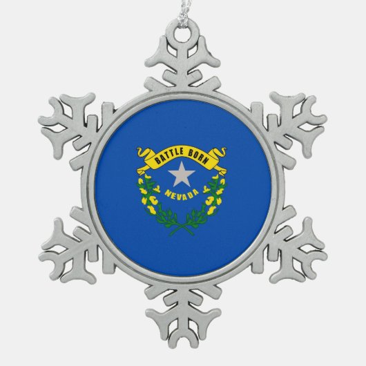 Ornement de flocon de neige avec drapeau du Nevada (Devant)