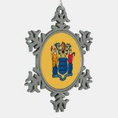 Ornement de flocon de neige avec drapeau du New Je (Gauche)