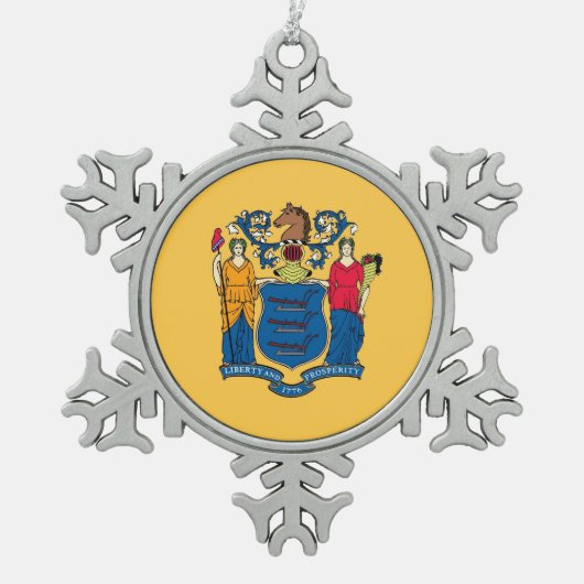 Ornement de flocon de neige avec drapeau du New Je (Devant)