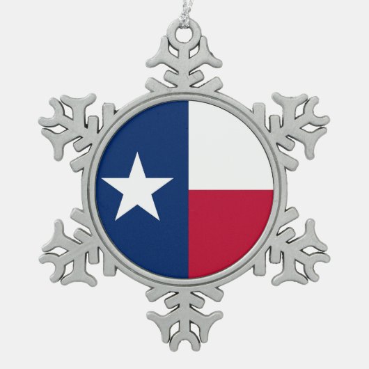 Ornement de flocon de neige avec drapeau du Texas (Devant)