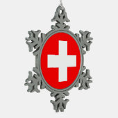 Ornement de flocon de neige avec drapeau suisse (Gauche)