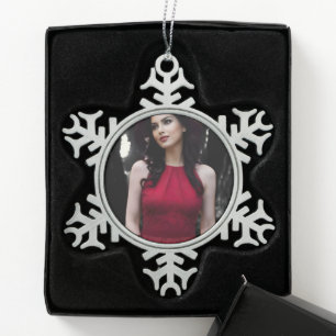 Ornement de flocon de neige BlackWhiteRed