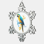Ornement de flocon de neige bleu et or Macaw (Vue impression)
