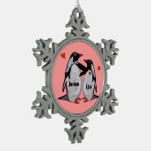 Ornement de flocon de neige d'amour de pingouin (Gauche)