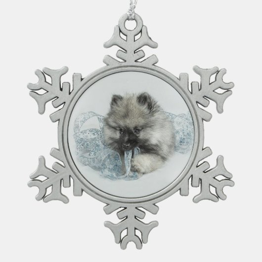 Ornement de flocon de neige de chiot de Keeshond (Devant)